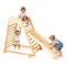 Burlywood Pine Wood 4-in-1 Indoor Playground Jungle Gym with Slide and Rings
